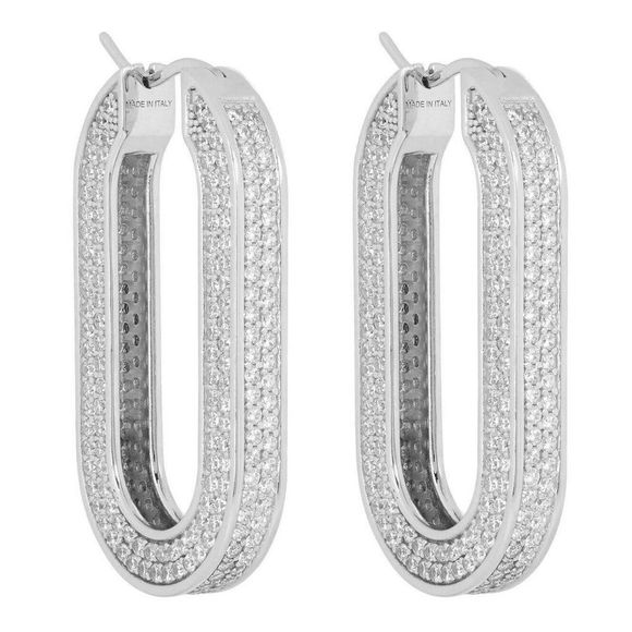 Celine Silver Hoop Earrings - Picture 3 of 5